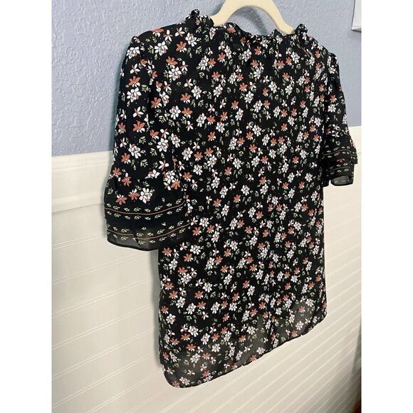 Max Studio Black Floral Dress Blouse - Picture 7 of 9
